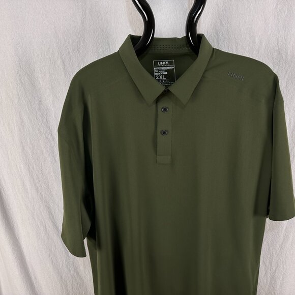 UNRL Shirt Men's XXL 2XL Olive Green Performance Pique Short Sleeve Golf Polo - Picture 2 of 8